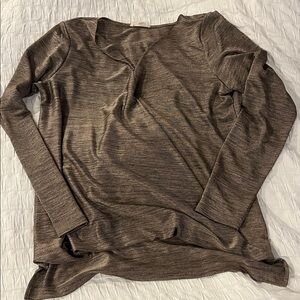 Jane and Delancey Heathered Brown Long Sleeve Top